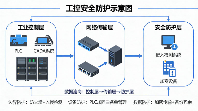 工业一体机,工业平板电脑,国产工控机,等工控机的安全防护示意图
