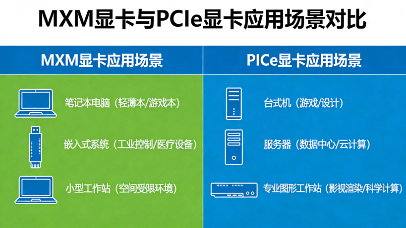 MXM显卡与PCIe显卡应用场景图