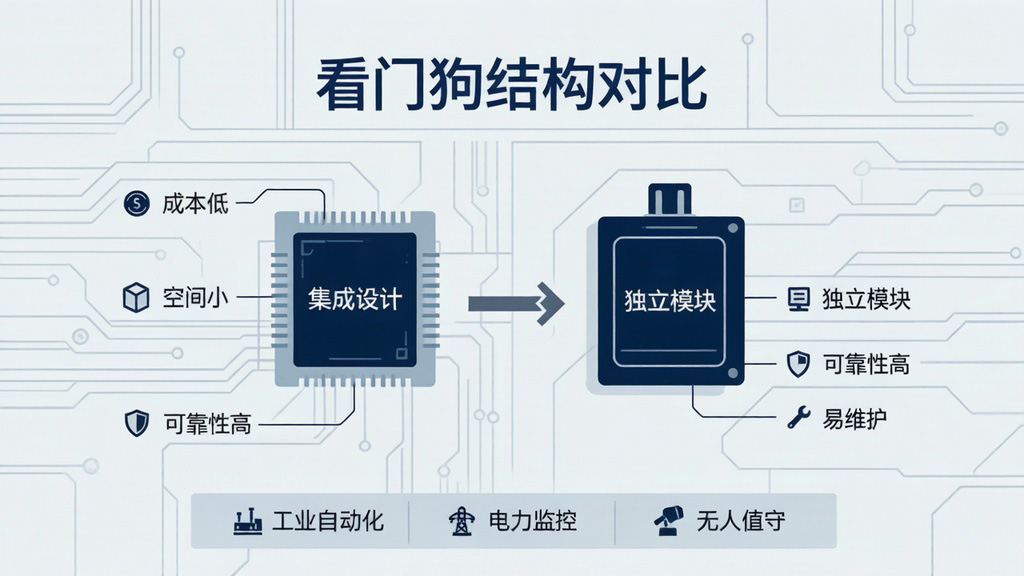 内置芯片式看门狗与外置独立式看门狗结构对比