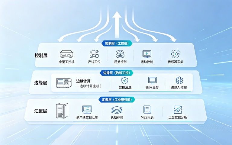 工控机与边缘工控与工业服务器分工流程图