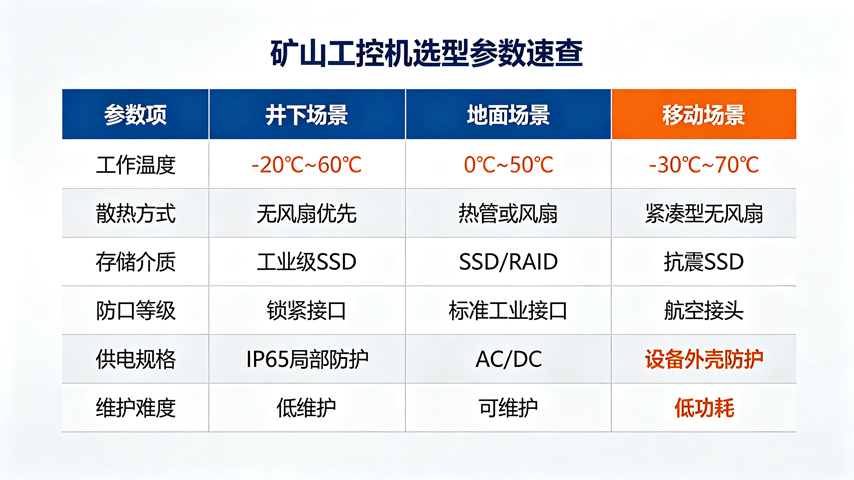 矿山工控机选型参数图