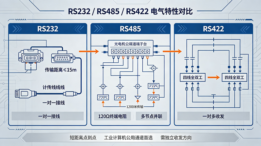 RS-232、RS-485、RS-422电气特性对比
