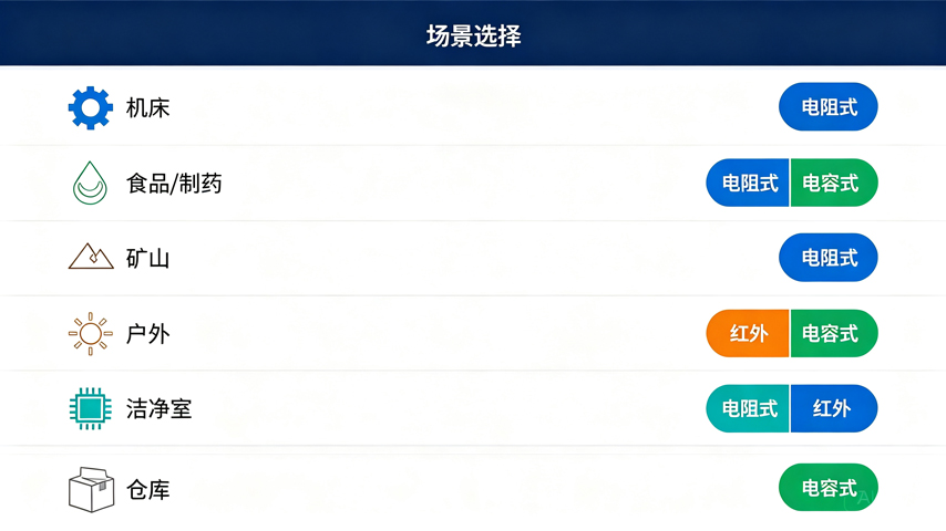 六类行业场景触控技术选型对照