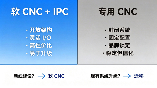 软CNC与传统数控控制器对比图