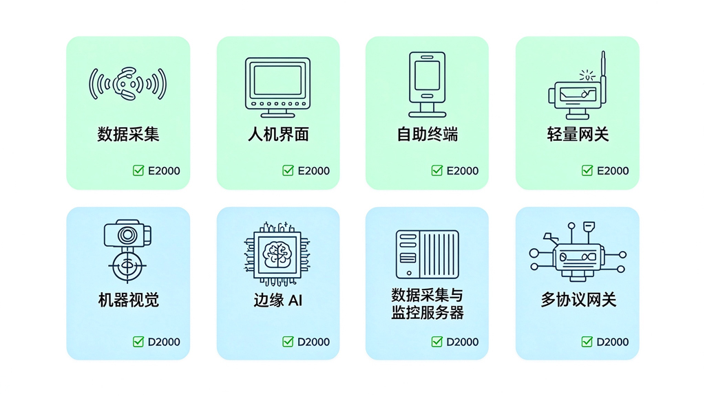 八大工业场景飞腾E2000与D2000选型对照